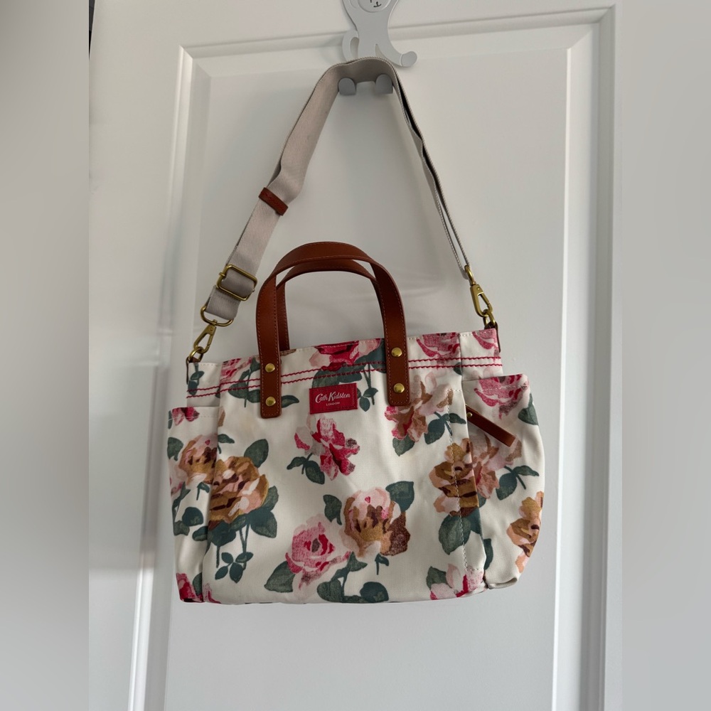 Cath Kidston Cream Floral Tote with Brown Accents